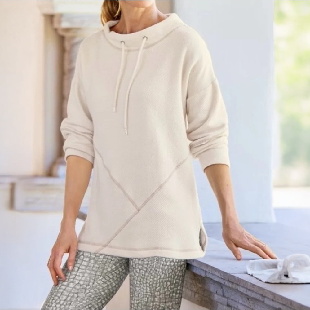 Soft Surroundings Danika Pullover Tunic Womens L Ecru Neutral Boho Comfy